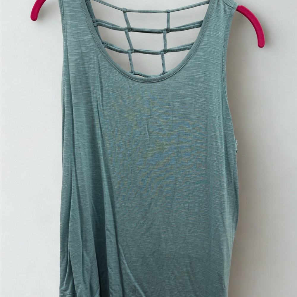 Maurices Teal Tank Top with Lattice Back